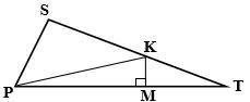 Given: △PST, m∠S=90°, M∈PT, PM≅MT, MK⊥PT, m∠SPK m∠KPM = 5/2 Find: m∠P, m∠T, m∠SKP-example-1