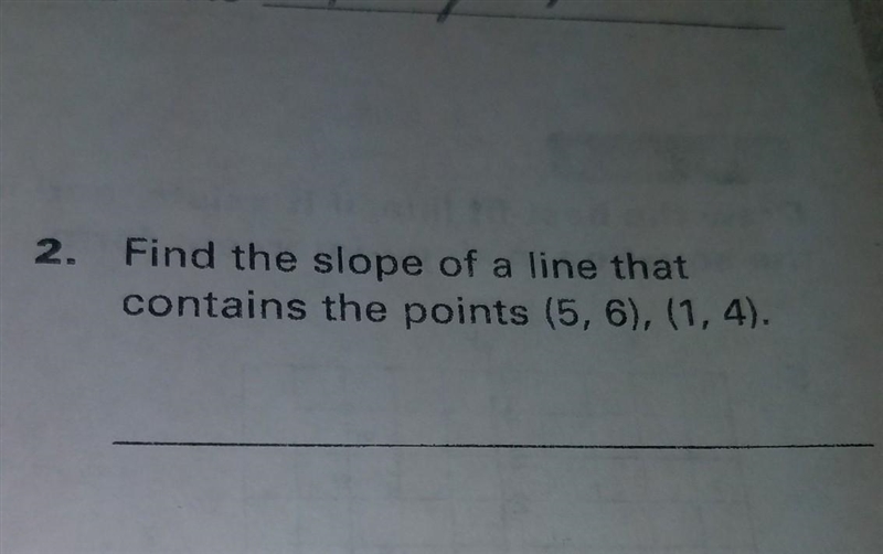 Find the Slope of a line That contains the points (5, 6), (1,4).​-example-1