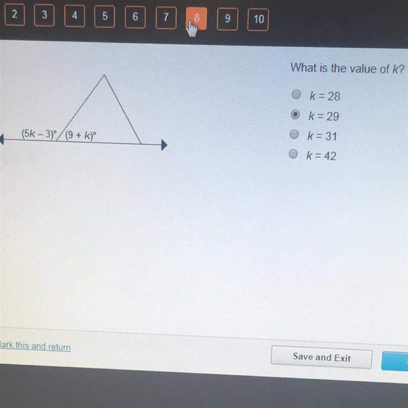 What ya the value of k? A B C D-example-1