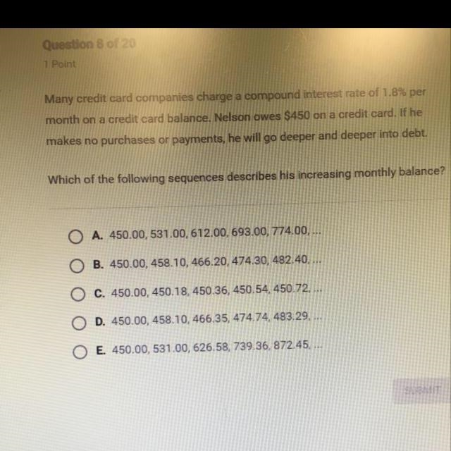 Many credit card companies charge a compound interest rate of 1.8% per month on a-example-1