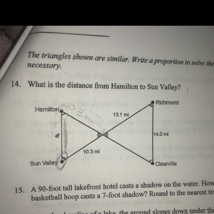 BEFORE ANYONE ANSWERS THE ANSWER THE ANSWER IS NOT 10. 3 mi !!! becuz if u look at-example-1