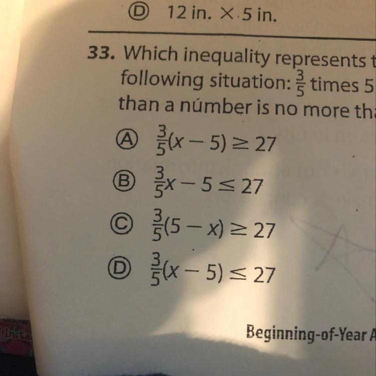 Which inequality represents the following situation times 5 less than a number is-example-1