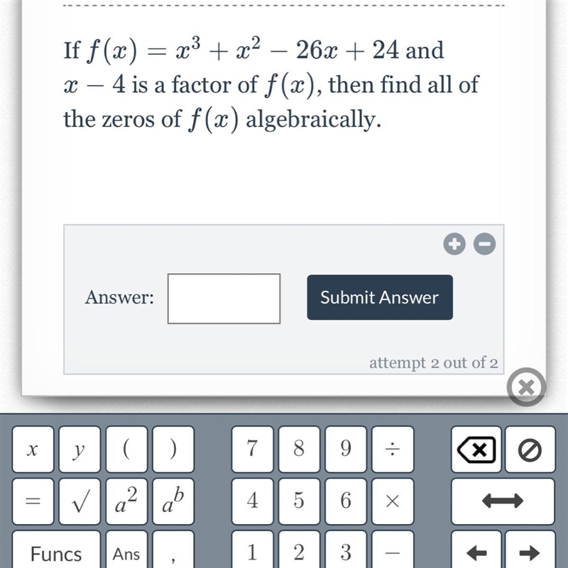 The zeros of f(x) algebraically-example-1