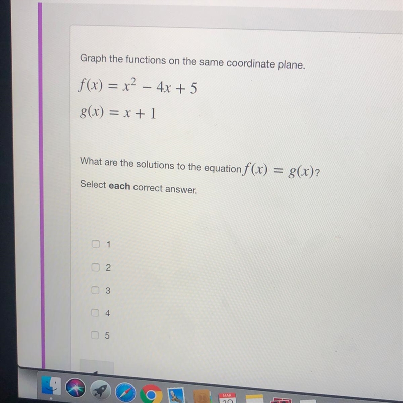 What are the solutions to the equation f(x)= g(x)?-example-1