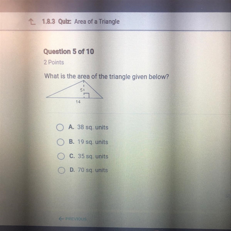 What is the area of the triangle given in the picture?-example-1