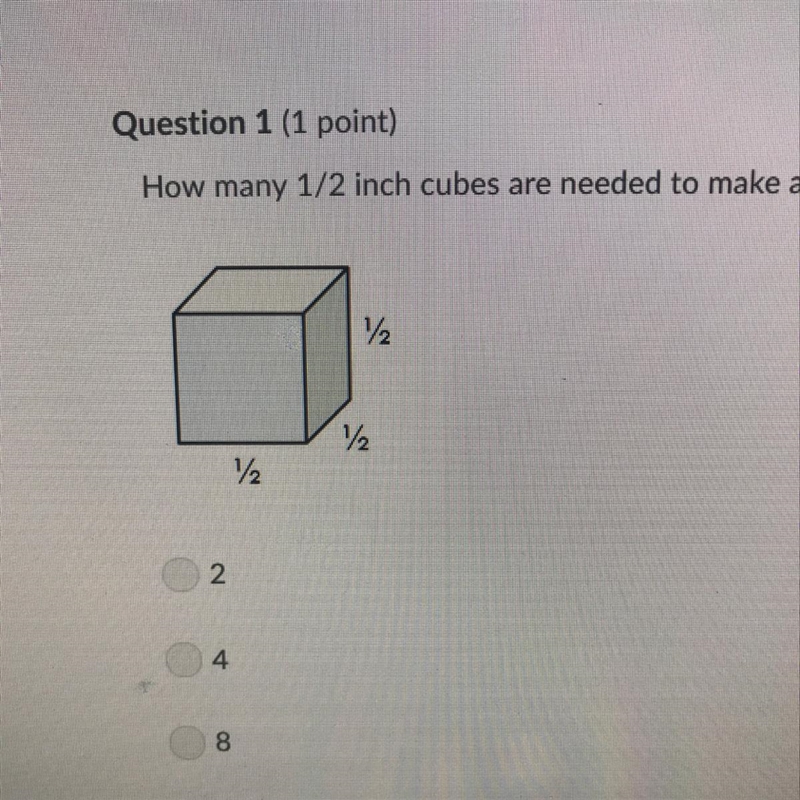 How many 1/2 inch cubes are needed to make a 1 inch cube-example-1