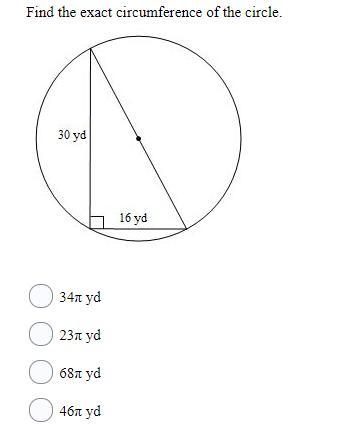 10 points Find the exact circumference of the circle.-example-1