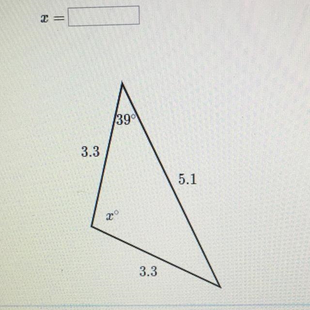 Find the value of x in the triangle shown below 30 POINTS!-example-1