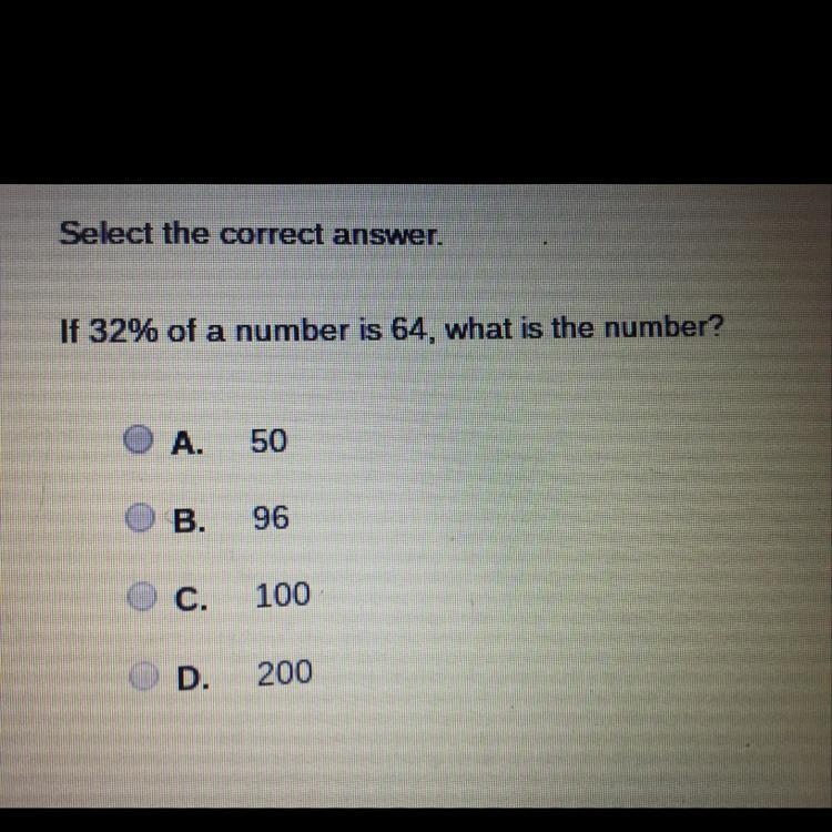 If 32% of a number is 64, what is the number?-example-1