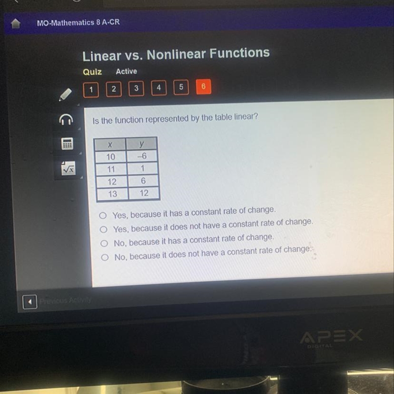 Is the function represented by the table linear-example-1