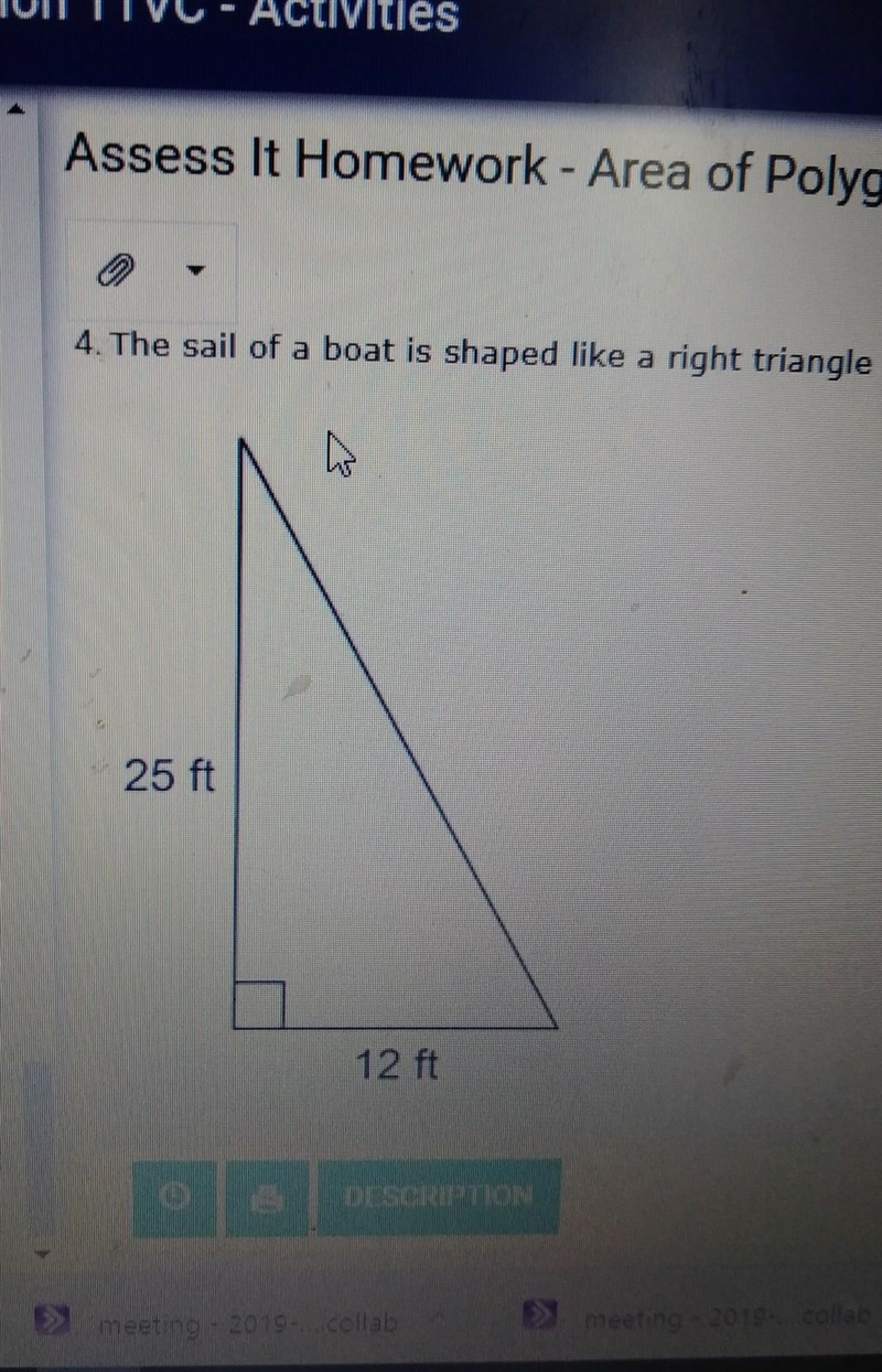 the sale of a boatshaped like a right triangle with the dimensions shown below how-example-1