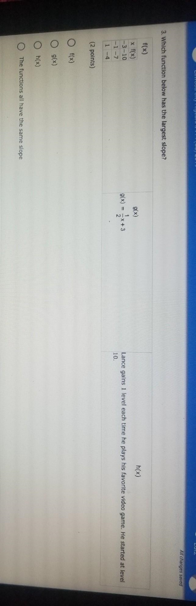 Which function below has the largest slope?​-example-1