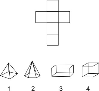 A net and four figures are shown: A net is shown on top. The net consists of 6 identical-example-1