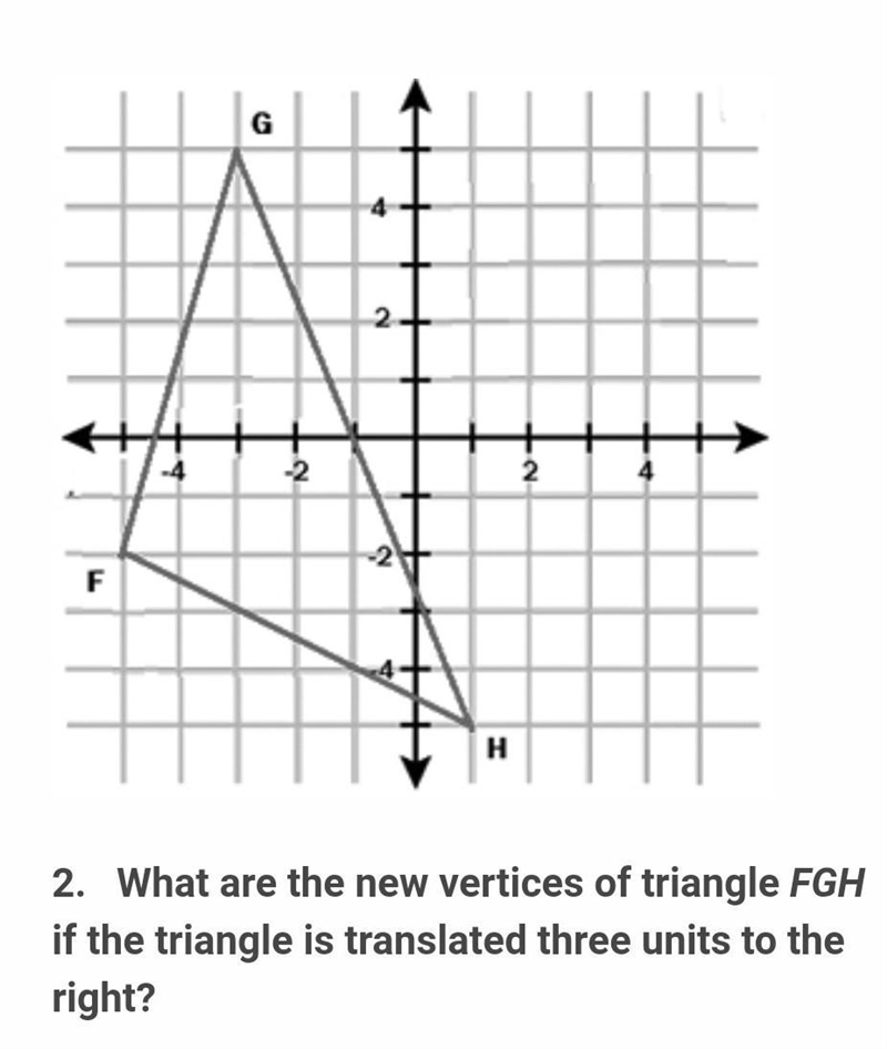 What are the new vertices of triangle FGH if the triangle is translated three units-example-1