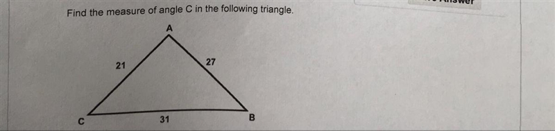 Find the measure of angleC in the following triangle-example-1