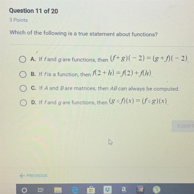 Which of the following is a true statement about functions?-example-1