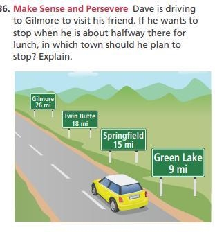 Dave is driving to Gilmore to visit his friend. If he wants to stop for lunch when-example-1