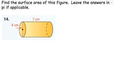 (Very easy) Find the surface area of this figure. Leave the answers in pi if applicable-example-1