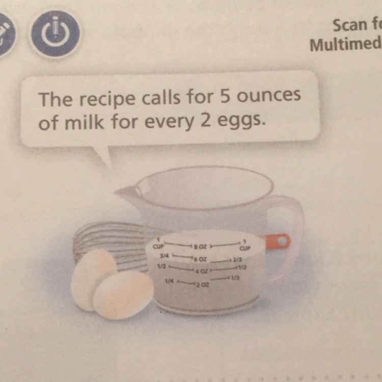 Eva is making French toast. How many ounces of milk should Eva use with 10 eggs? The-example-1