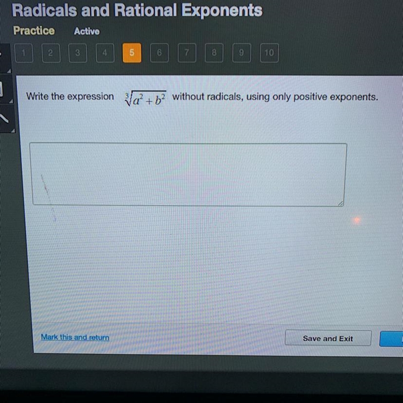 Write the expression without radicals, using only positive exponents-example-1