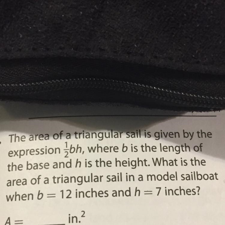 The area of a triangle sail is given by the expression 1/2bh, where b is the length-example-1