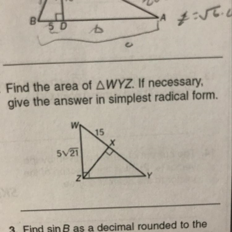 Find the area of triangle WYZ-example-1