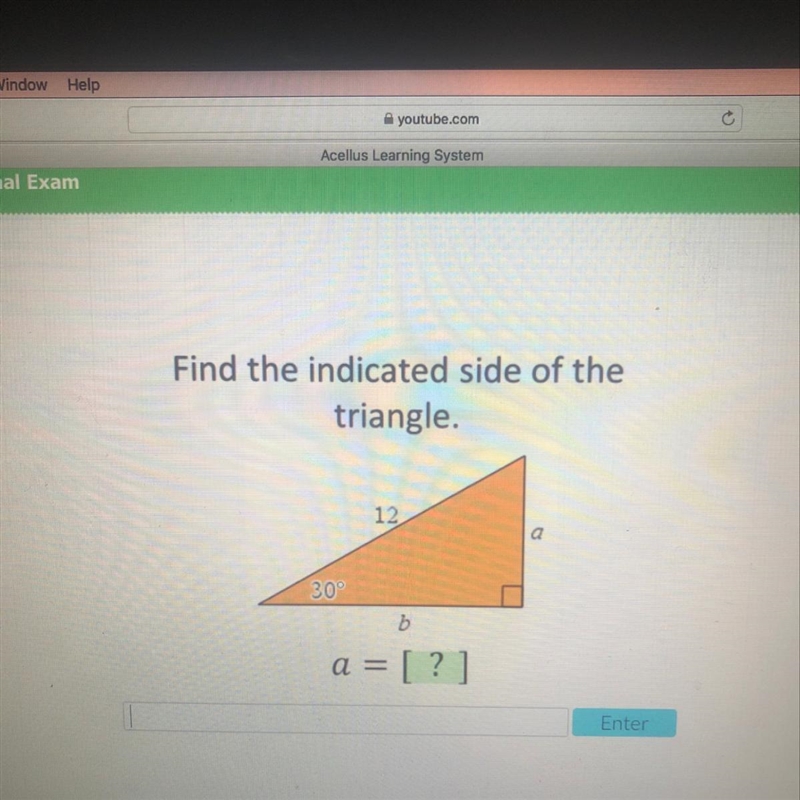 Find the indicated side of the triangle. Please Help!!!-example-1