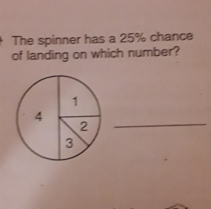 The spinner has a 25% chance of landing on with number?​-example-1