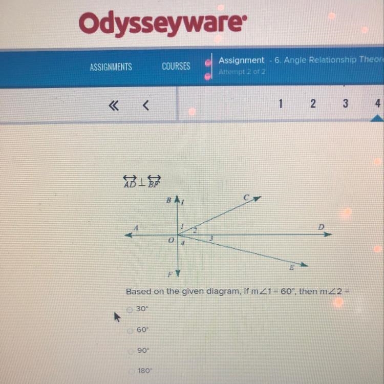 Based on the given diagram, if mZ1 = 60°, then m 2 =-example-1