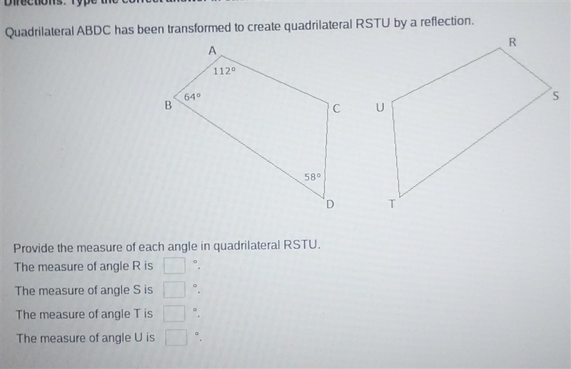 Provide the measure of each angle in quadrilateral RSTU​-example-1