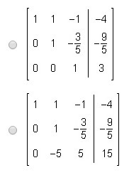 Dante is solving the system of equations below. He writes the row echelon form of-example-2