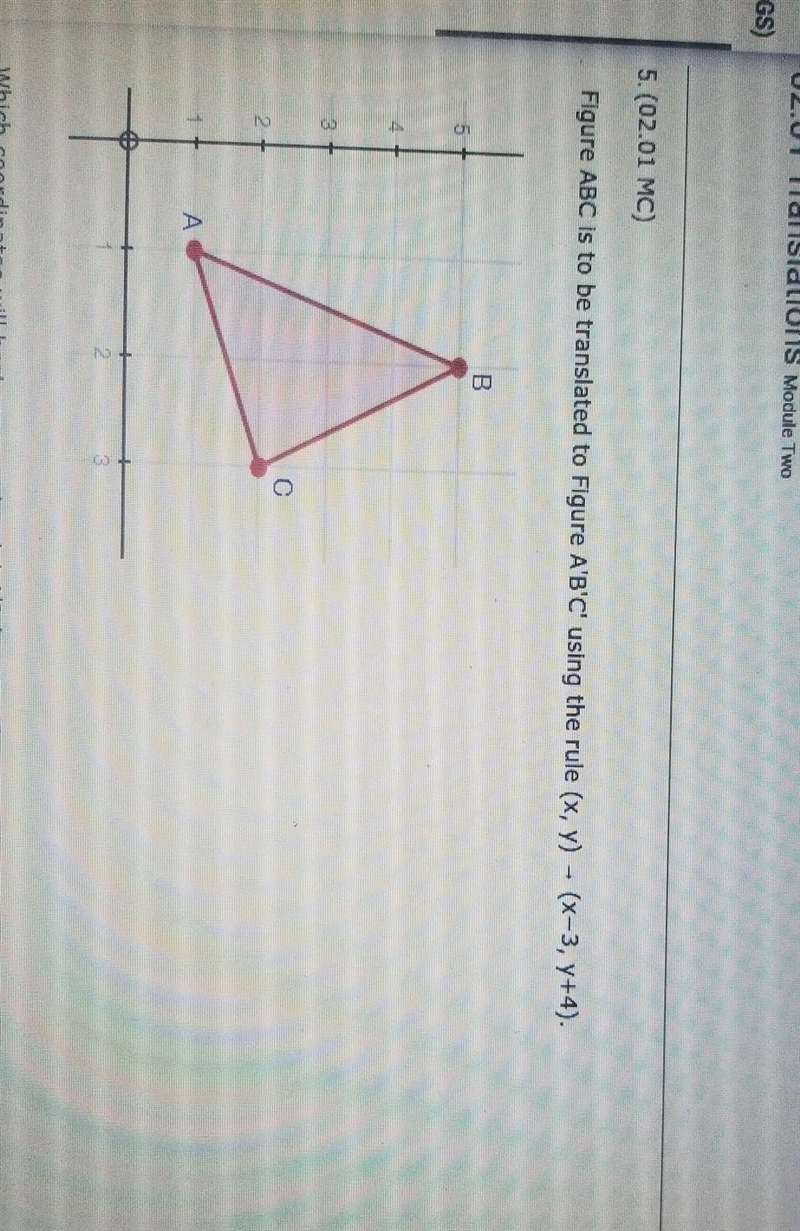 Which coordinates will best represent point A'? A. (-2, 5) B. (4, -3) C. (-2, -3) D-example-1