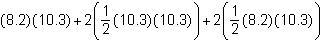 Which expression represents the total surface area, in square centimeters, of the-example-4