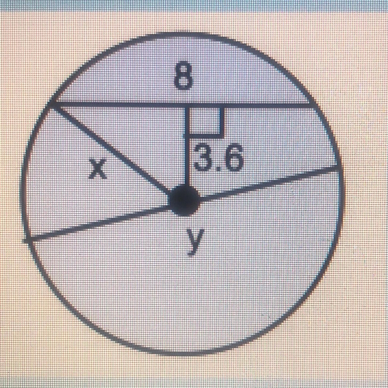 Find the value of the radius, x ,to the nearest tenth. A. 3.8 B. 4.2 C. 5.4 D. 3.6 Find-example-1