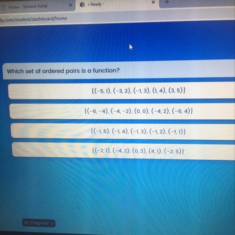 Which set of ordered pairs ia a function-example-1