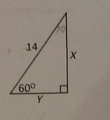 Find the values of x and y. Leave answers in simplest radical form. ​-example-1