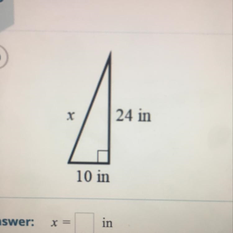 Find x in the following right triangle. Help is appreciated-example-1