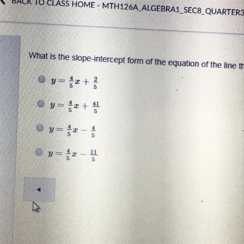 What is the slope intercept form of the equation of the line that passes through the-example-1