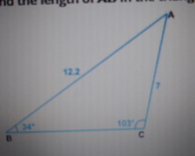 Find the length of AB in the triangle ABC. Round off your answer to the nearest tenths-example-1