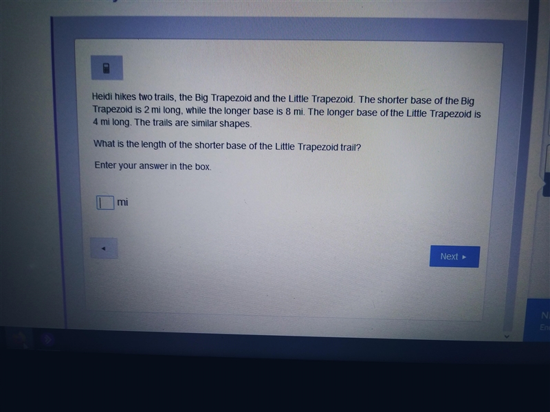 What is the length of the shorter base of the Little Trapezoid trail?-example-1