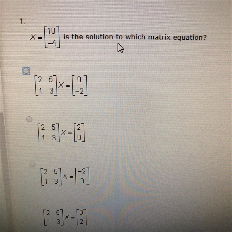 This is the solution to which matrix equation?-example-1