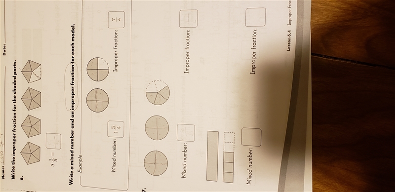 I need help!. My daughters lesson is on improper Fractions and mixed numbers. I need-example-1