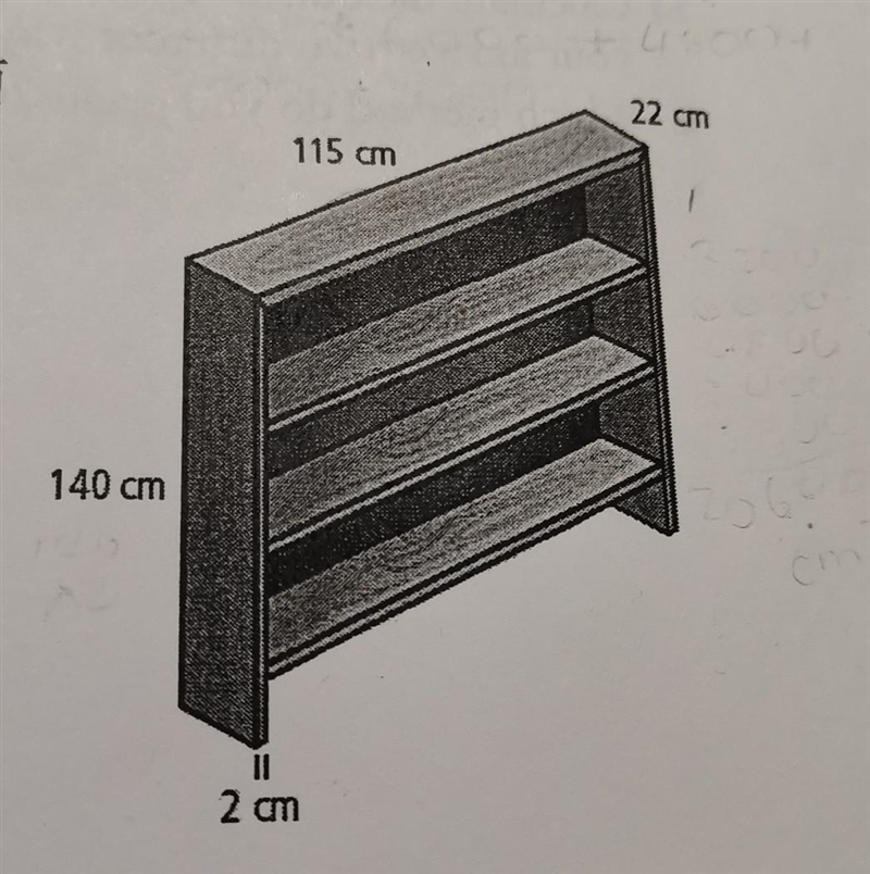 How do I calculate the surface area of this bookshelf? ​-example-1