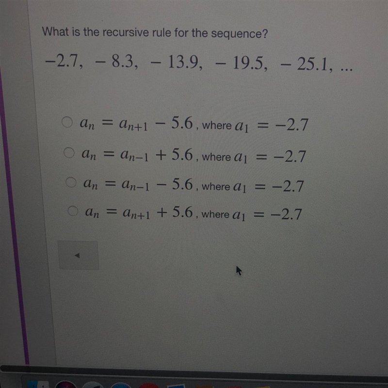 What is the recursive rule for the sequence?-example-1