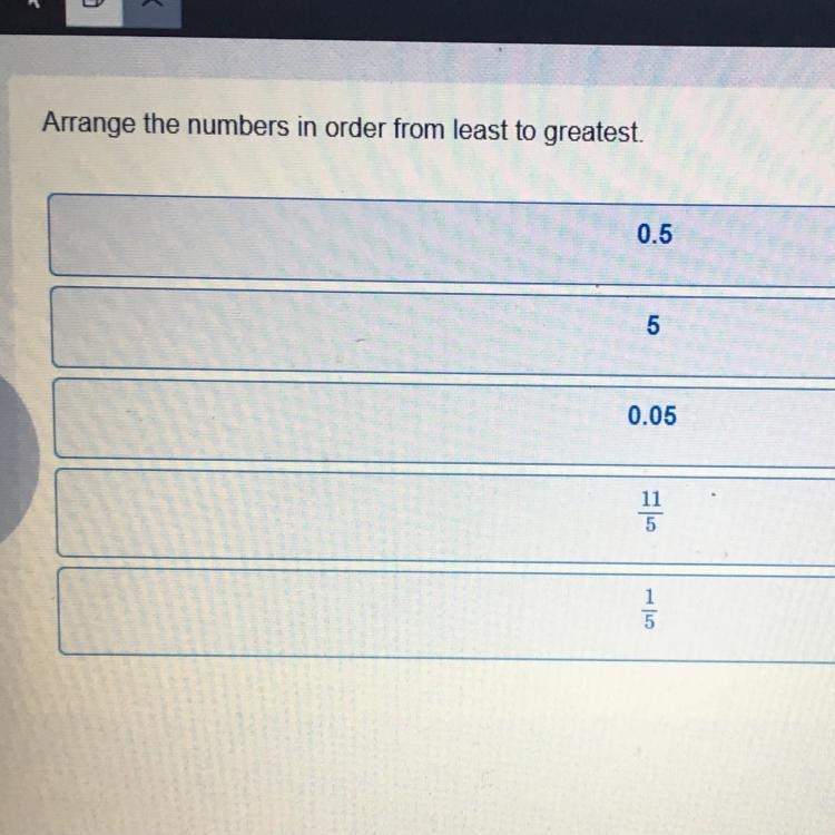 Arrange the numbers in order from least to greatest-example-1