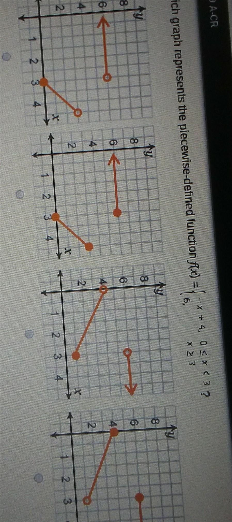 Which graph represents the piece wise- defined function f(x) =​-example-1