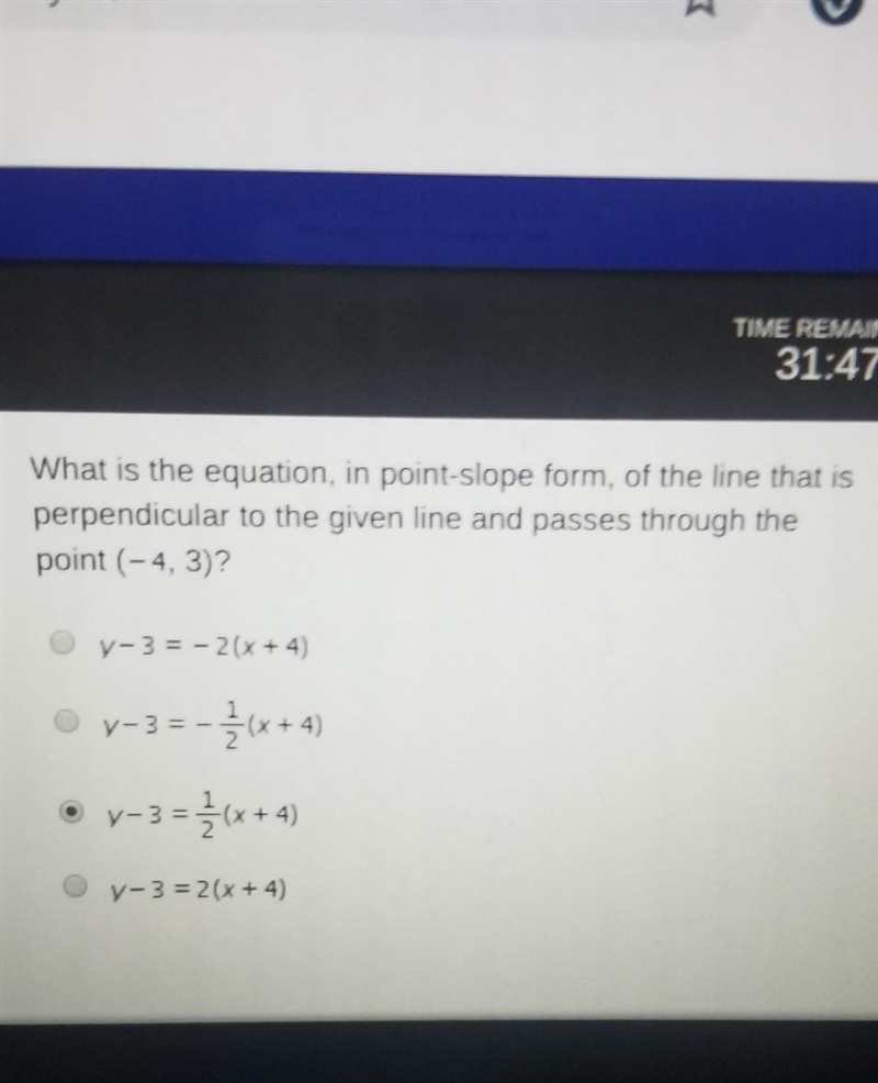 The given line passes through the points (-4, -3) and (4, 1) ​-example-1