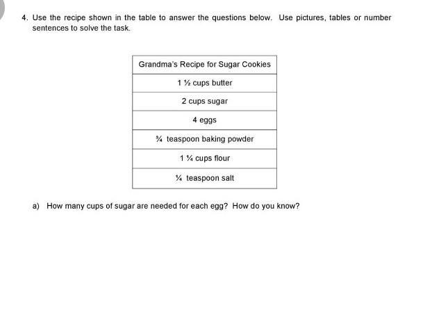 Assessment 1 4. Use the recipe shown in the table to answer the questions below. Use-example-1