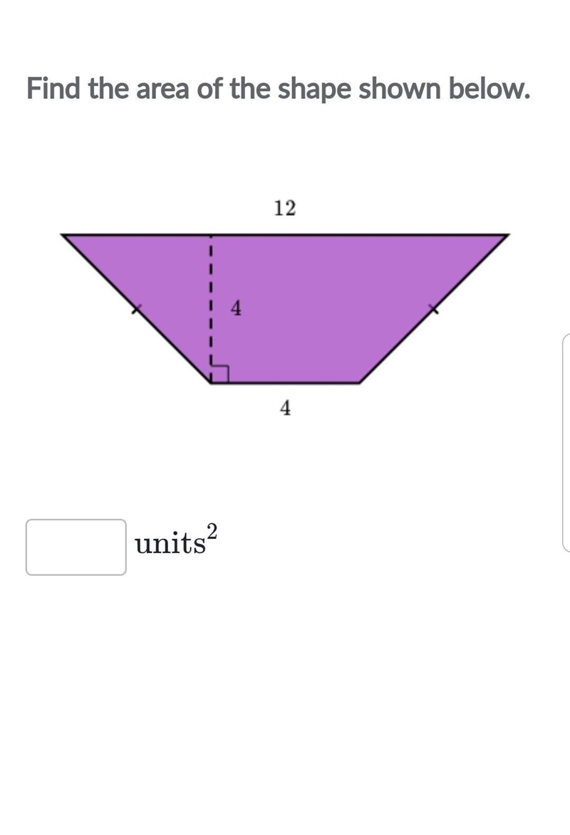 Find the area of the shape shown below.​-example-1