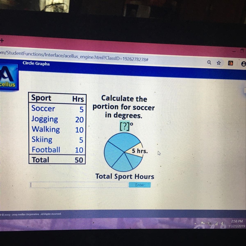 Calculate the portion for soccer in degrees-example-1